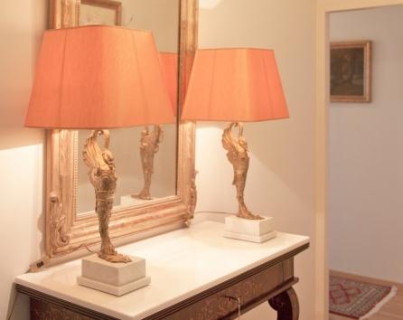 Hall table and lamps